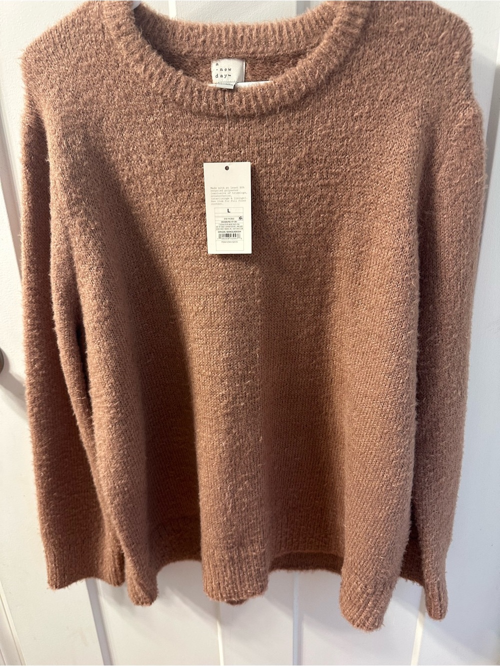 a new day Bouclé Crewneck Sweater — Dusty Mauve